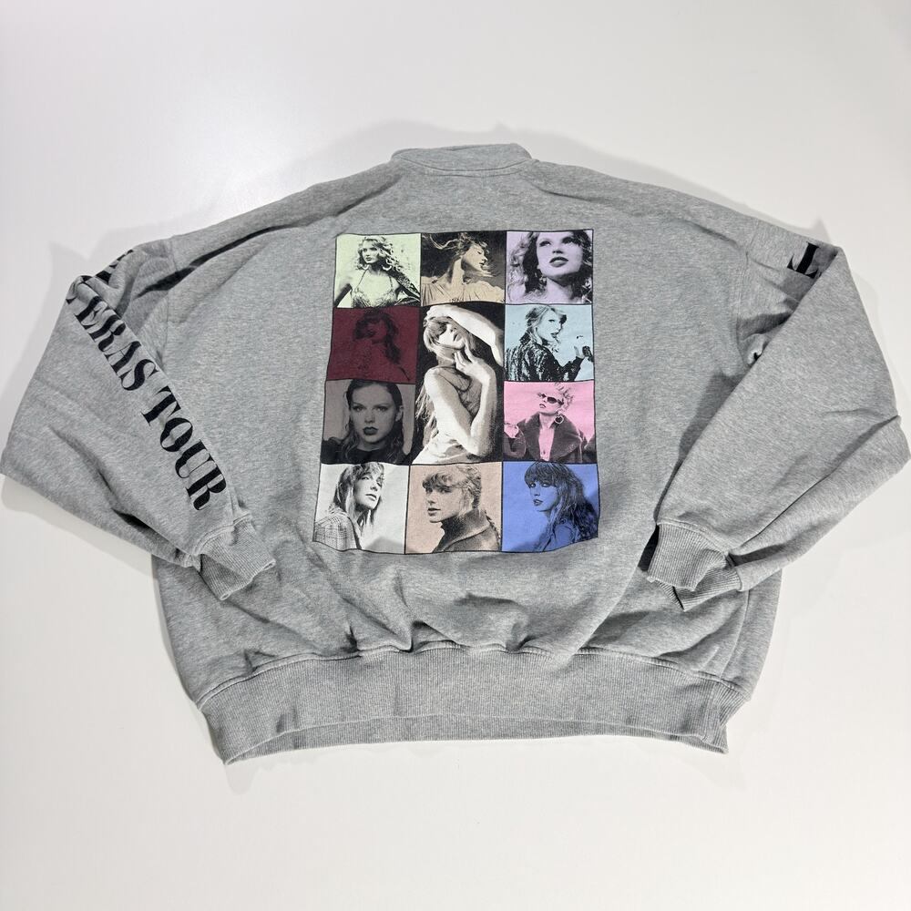 Taylor Swift Eras Tour Gray Quarter Zip Pullover Sweatshirt Womens Small Merch